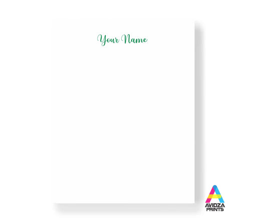 Personalized note pad. One color ink Note pad.