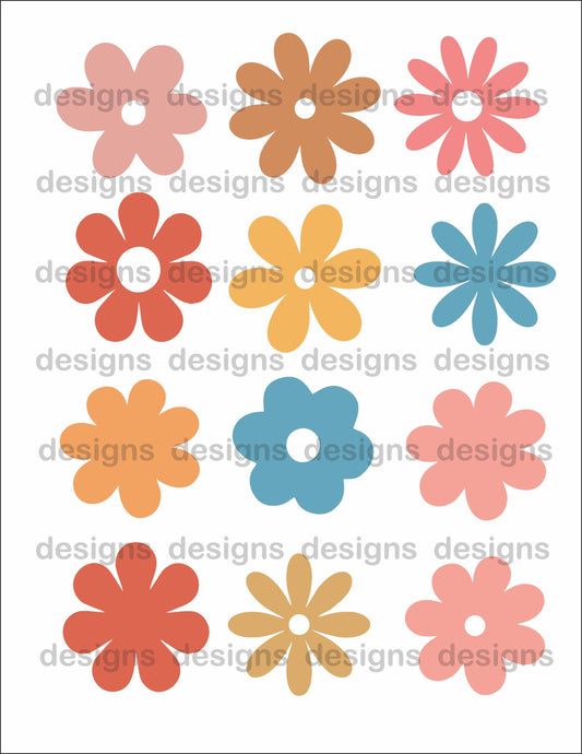 retro flowers png, retro flowers digital design, retro flowers svg