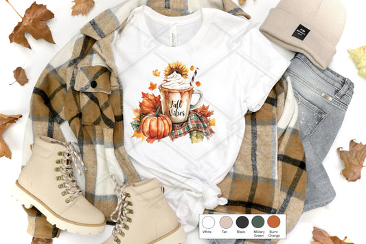 Fall vibes cappuccino cup  T-shirt.  Fall t-shirt