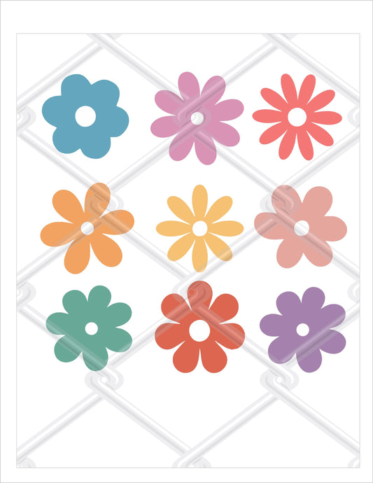 9 retro flowers png, 9 retro flowers digital design, retro flowers svg