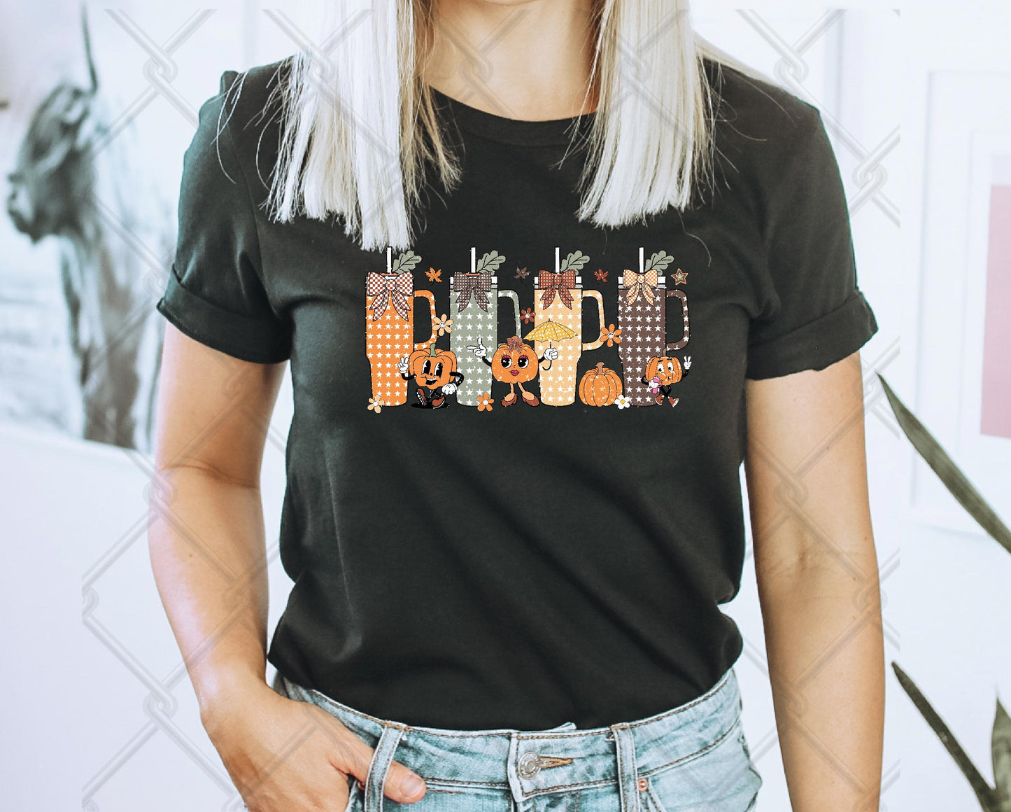 Four Fall Cups T-shirt. Fall t-shirt