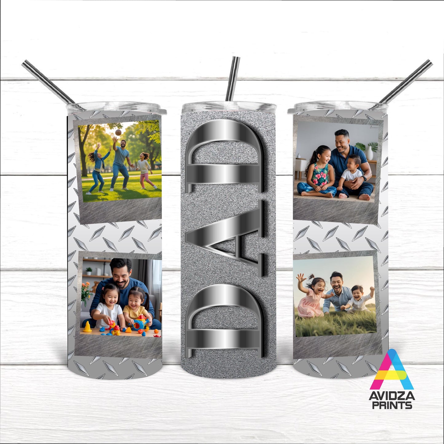 Dad photo tumbler. Dad 6 photos steel tumbler