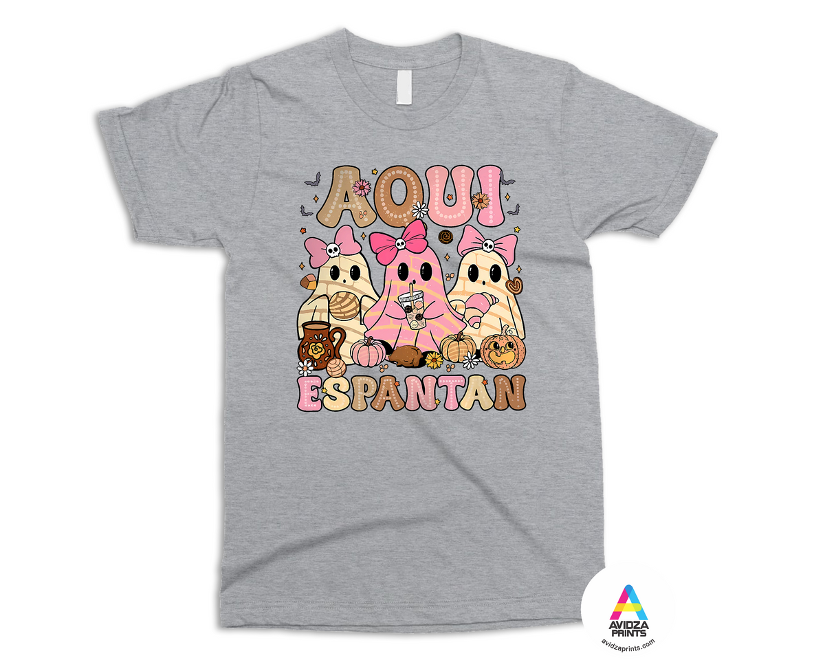 Aquí Espantan Mexican Ghost Halloween Spooky Conchas T-Shirt