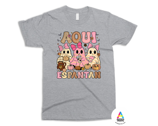 Aquí Espantan Mexican Ghost Halloween Spooky Conchas T-Shirt