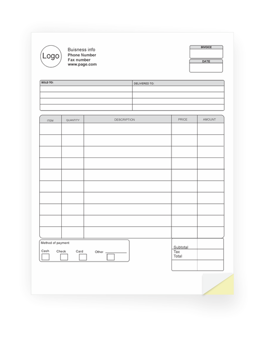 Custom Carbonless Business Forms. Invoice for Business