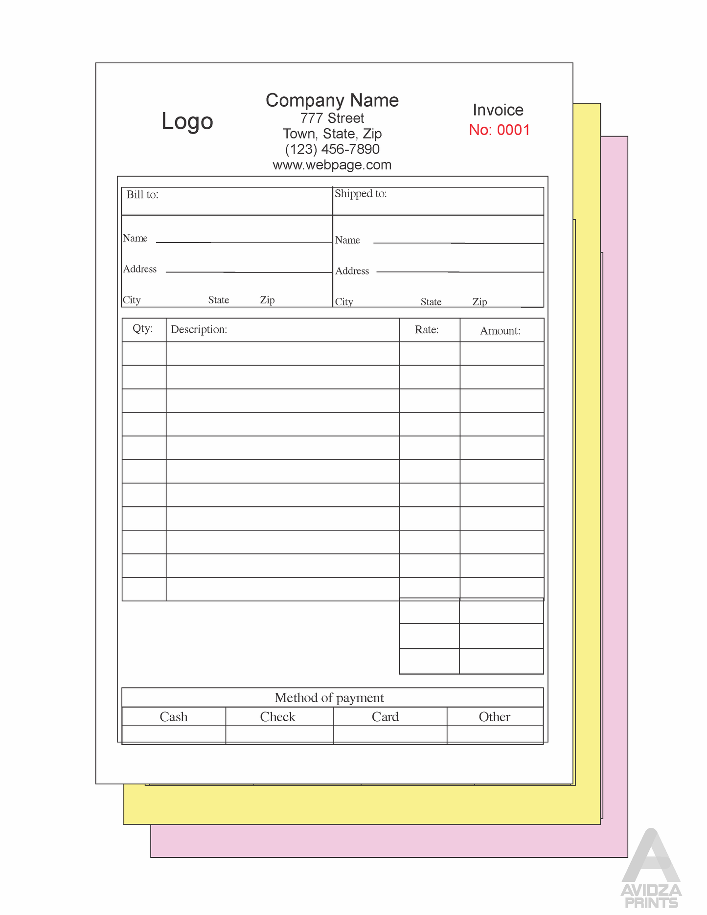 Custom Carbonless Business Forms. Invoice for Business