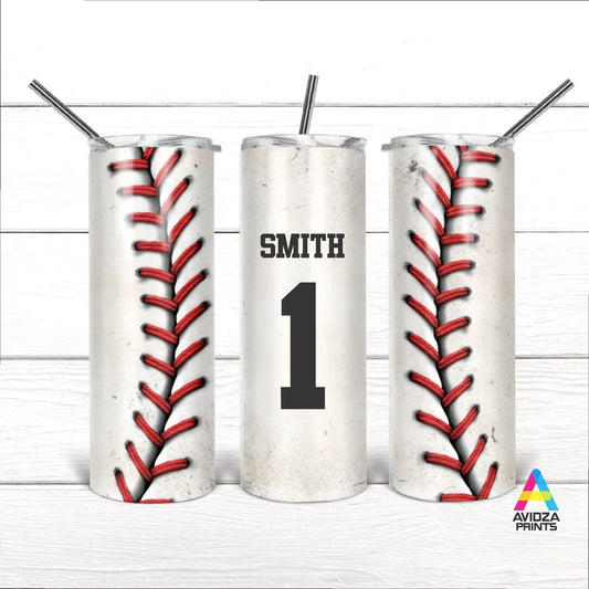 Personalized baseball tumbler. Baseball tumbler. Baseball tumbler with player name and number