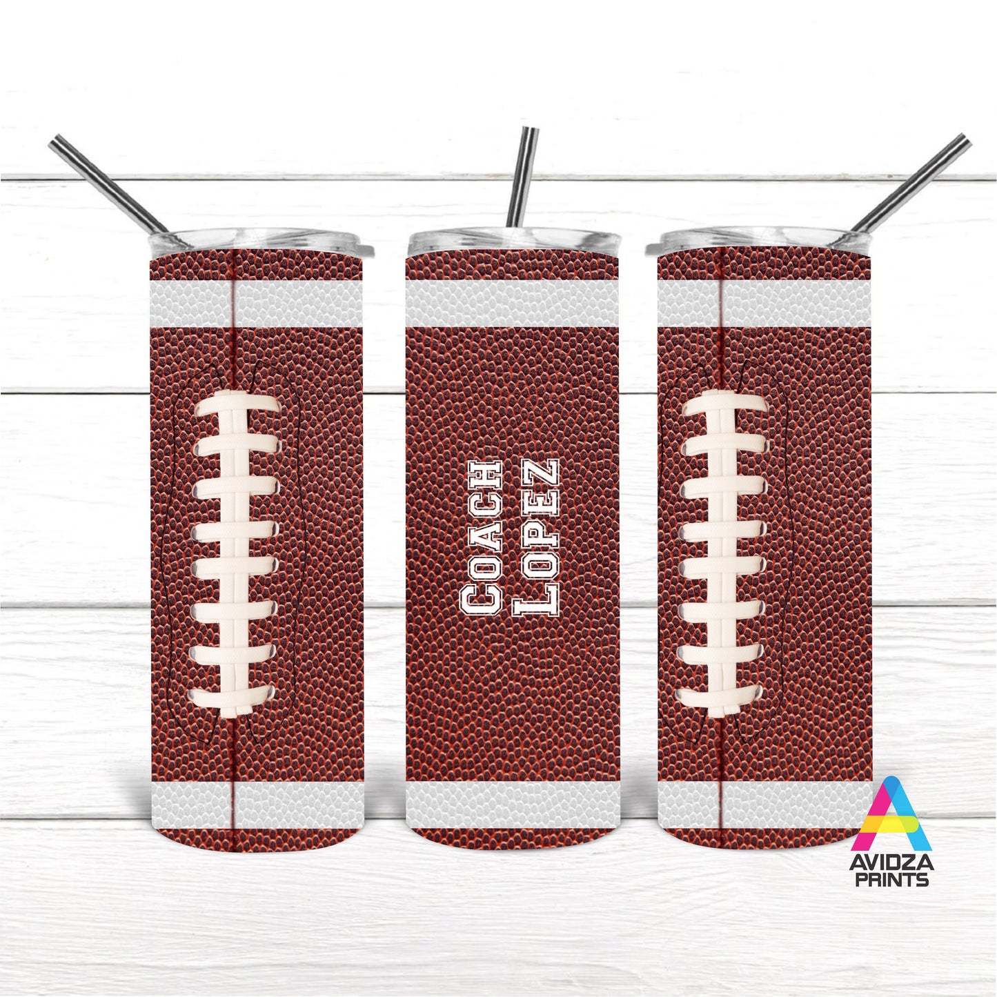 Personalized football tumbler. Football tumbler with player name and number