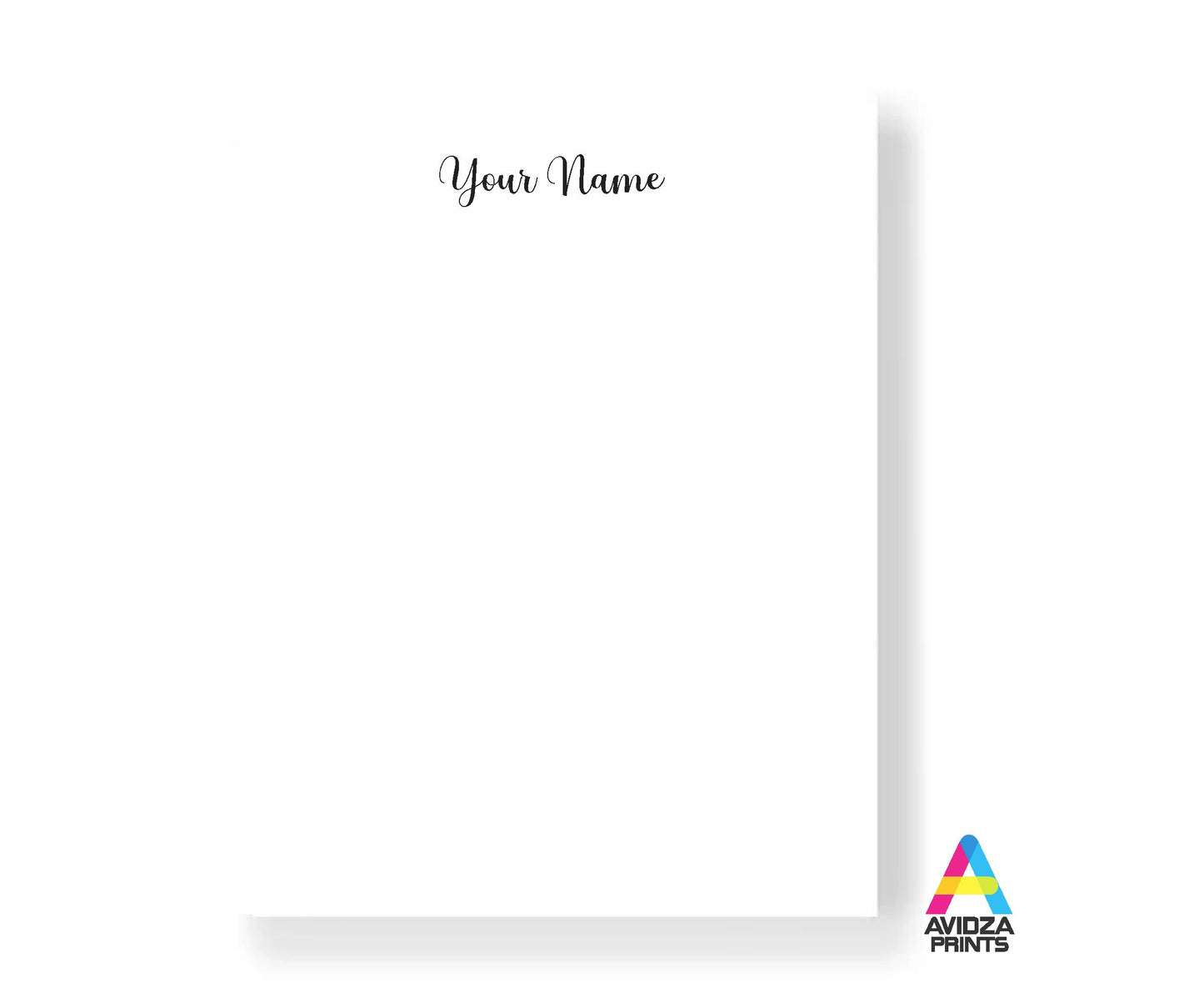 Personalized note pad with your name. Note pad Black and white. One color ink Note pad.