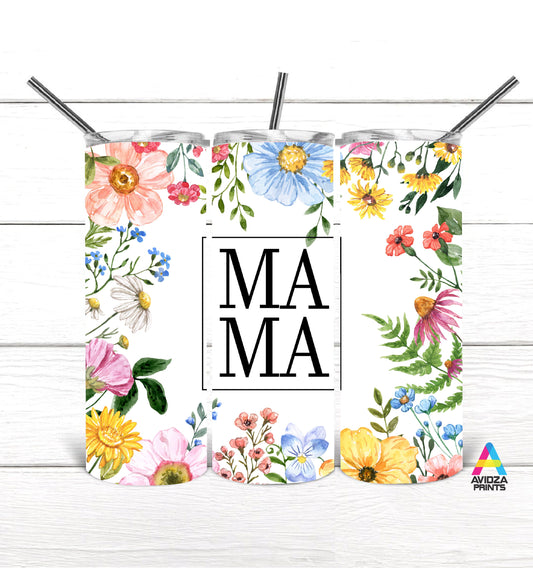 Mama floral pattern tumbler