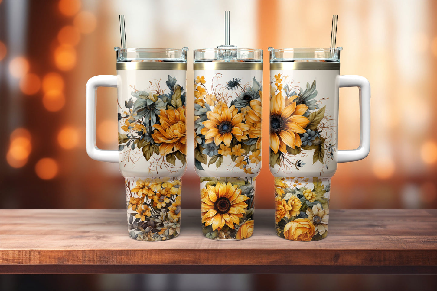 Sunflowers tumbler. 40 oz. Tumbler.