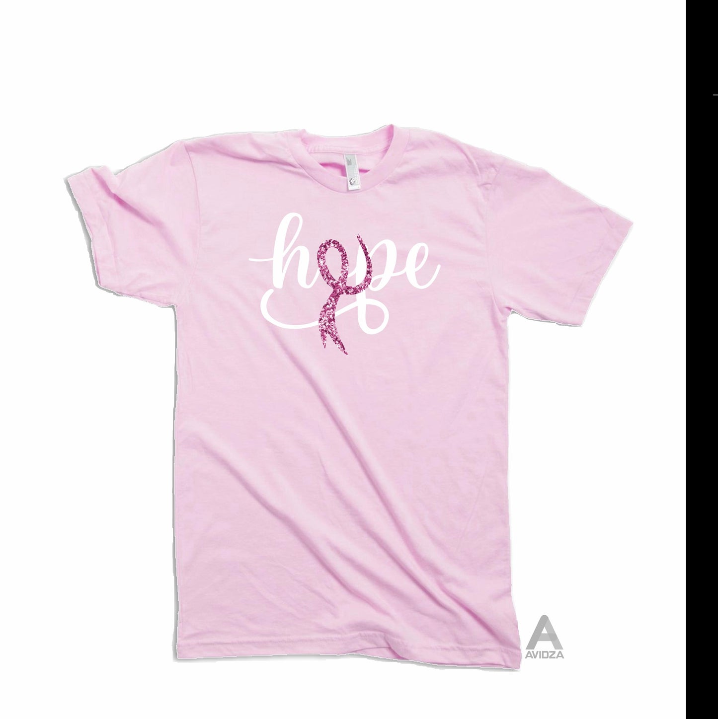 Hope pink glitter ribbon Breast Cancer Awareness  t-shirt.