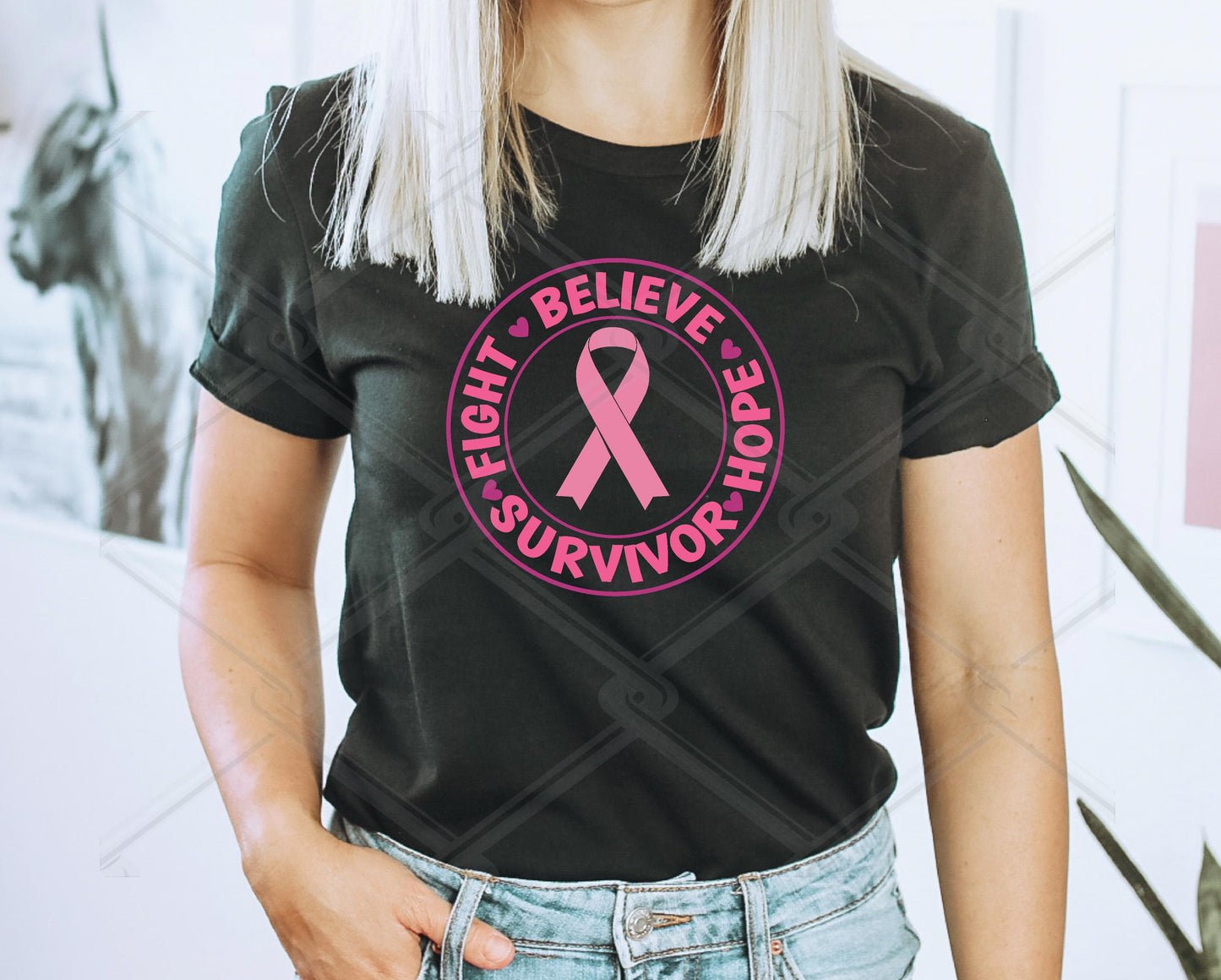 Fight, Believe, hope Survivor Cancer Awareness t-shirt.