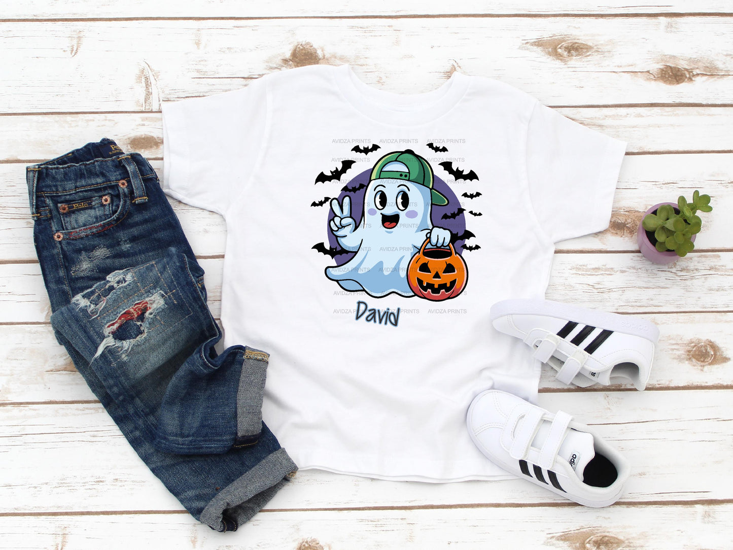 Personalized ghost t-shirt. Halloween T-shirt. Custom Halloween T-shirt