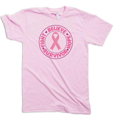 Fight, Believe, hope Survivor Cancer Awareness t-shirt.