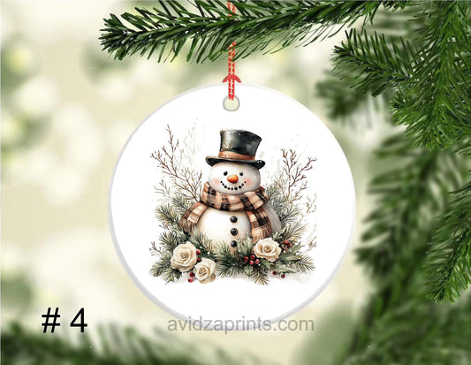 Christmas Vintage Ornament. Porcelain Vintage Snowmen Ornament. Christmas ceramic porcelain ornament