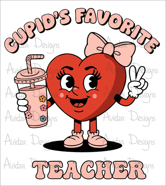 Cupids favorite teacher png. Coffee Valentines png file