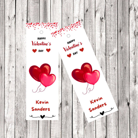 Valentines Heart Balloons bookmark editable file. Personalized Valentine Bookmark. Valentines Cards pdf