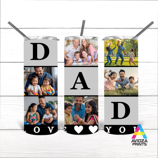 Dad photo tumbler. Dad 6 photos black tumbler